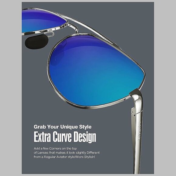 Aviator Sunglasses for Men Women Polarized New , Dark Blue - Picture 3 of 6